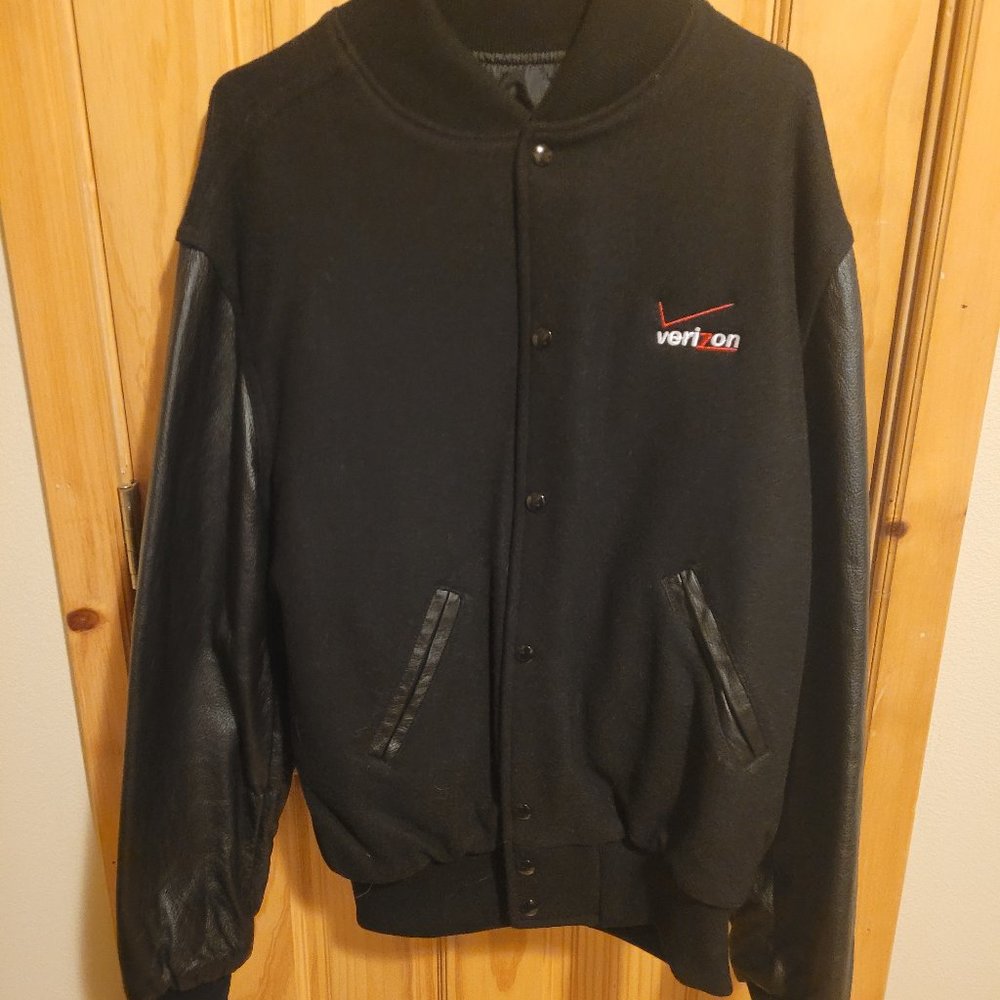 Mens Holloway Large college varsity style jacket with Verizon logo made in USA